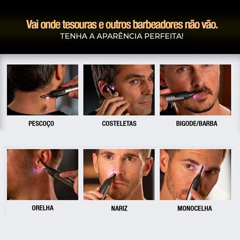 Aparador de Alta Precisão ProGroom™ - Para Barba, Bigode, Sobrancelha e Nariz